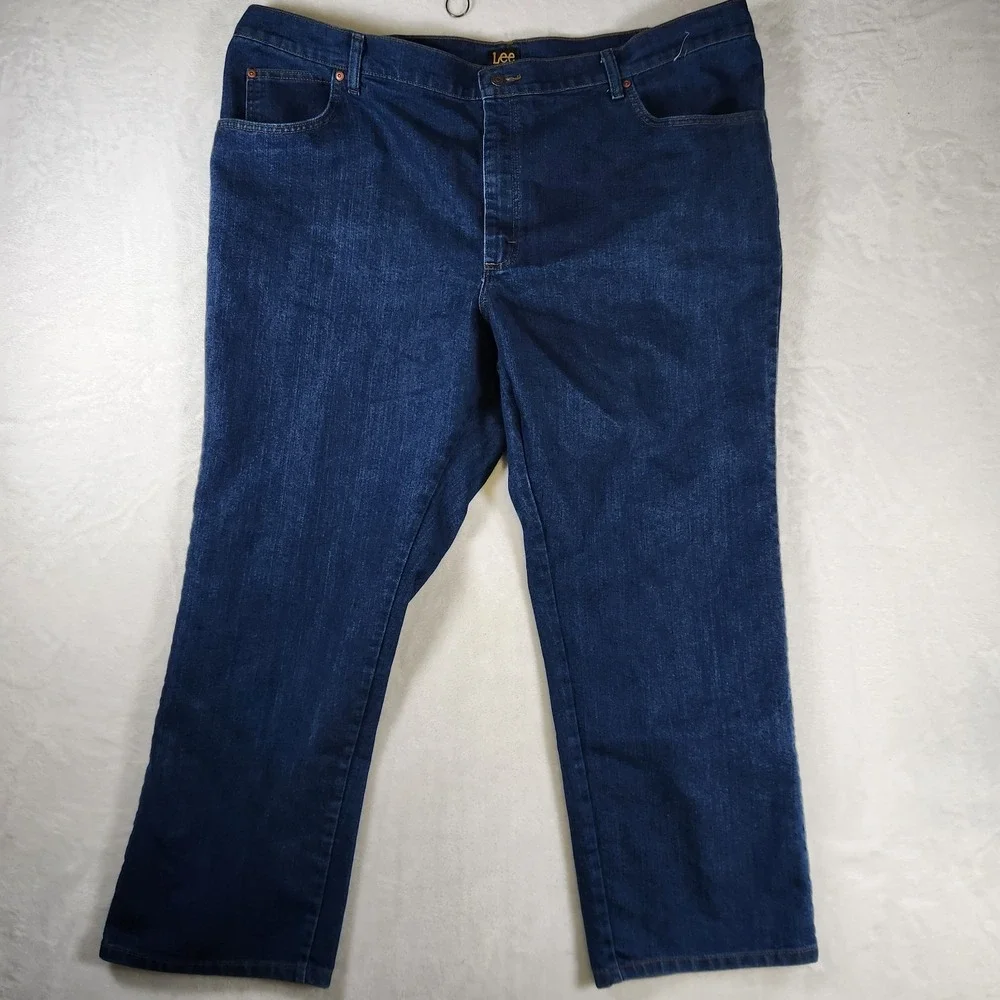 Vtg Lee Regular Fit Jeans Men's 48x30 Dark Wash Denim‎ Big Tall Classic Straight
